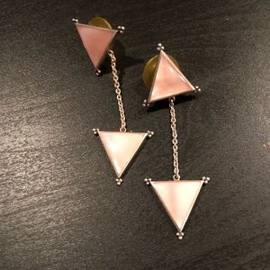 Pink triangle earrings